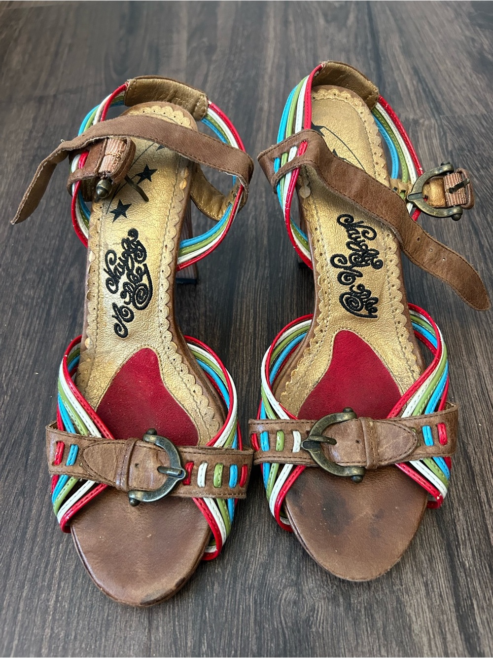 naughty monkey Brown Multi-Color Strappy Heels